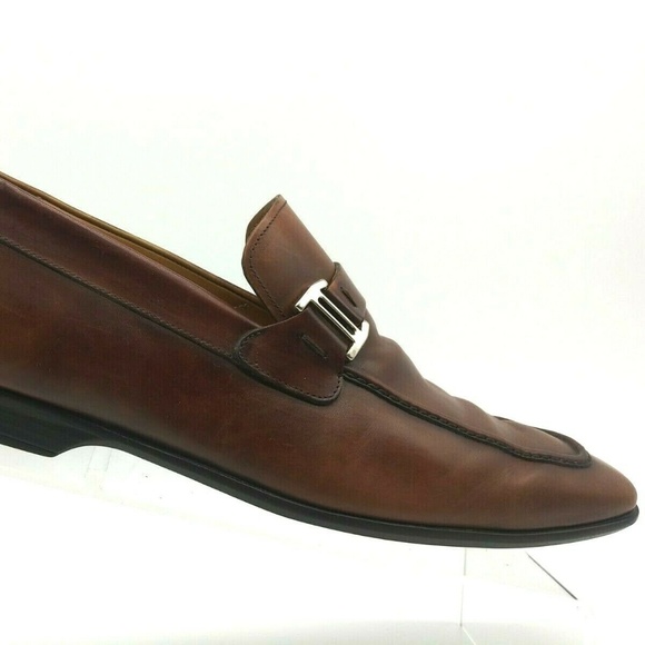 Magnanni Brown Horsebit Strap Apron Toe Loafer 9.5 - Picture 2 of 8
